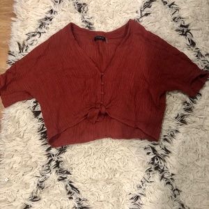Burnt orange ruched crop top